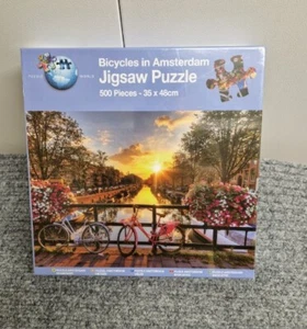 Puzzle World Bicycles in Amsterdam 500 Piece Jigsaw Puzzle 35 x 48 cm - Picture 1 of 4