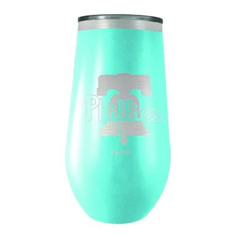 Philadelphia Phillies Fashion Color Turquoise  Hot Cold Wine Lidded Tumbler 16oz Cover