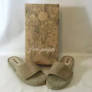 Free People donna taglia 11 (41) espadrillas fronte spiaggia tessuto scivoli naturale nuovo - Foto 1 di 5