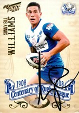 ✺Signed✺ 2008 CANTERBURY BULLDOGS NRL Card SONNY BILL WILLIAMS Centenary