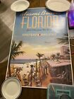 Large Vintage Eastern Airlines Miami Beach Florida Travel Poster Colorful