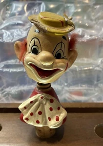 Vintage Rubens Clown Cork Bobblehead Bottle Stopper - Picture 1 of 7