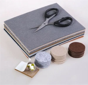 7 Color Options - A4 Size 4mm Self Adhesive Felt Fabric Sheet DIY Protector Pad - Picture 1 of 11
