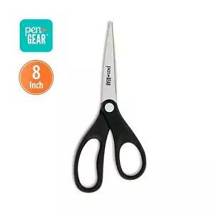 8-Inch All-Purpose Stainless-Steel Scissors, Back to School, Black - Picture 1 of 7