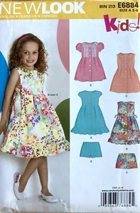 New Look Kids E6884 Girls Knee Length Dress with Shorts Size 3-8 Uncut - Picture 1 of 2