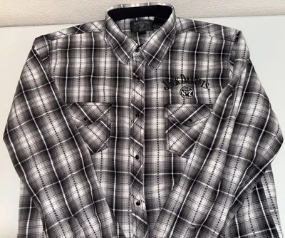 Camisa XL Jack Daniels Abotonada Perla A Presión Vaquero Occidental Rodeo Whisky Cuadros Foto 1 de 4