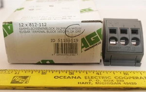 12 PIECE WAGO 812-112 BUSBAR TERMINAL BLOCK 16mm² (DARK GRAY) - Picture 1 of 3