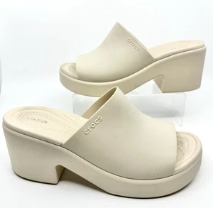 Crocs Brooklyn Slide Heel Stucco Slip On Sandals Size 10 Excellent Condition - Picture 1 of 10