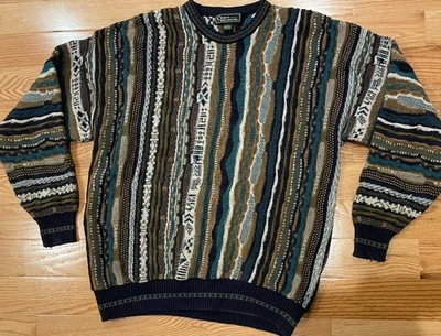 Suéter Tejido 3D Multicolor Estilo Coogi Croft & Barrow Vintage Años 90 L Azul Marino Foto 1 de 4