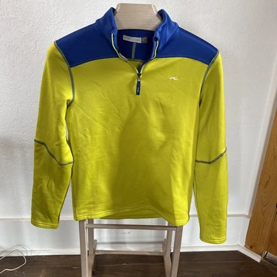 KJUS Talla 12 Niños Verde Lima y Azul Pull Over Vellón Cuarto Cremallera Foto 1 de 4