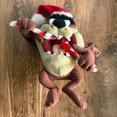 Peluche de Navidad Nanco TAZ Tasmanian Devil Looney Tunes de colección con bastón de caramelo 11" usado en excelente estado Foto 1 de 4