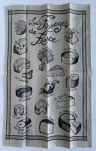TORCHONS & BOUCHONS Paris Linen Kitchen Tea Towel Les Fromages De France - Picture 1 of 10