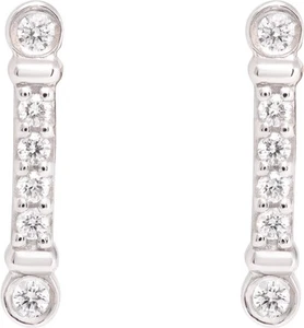 Tiffany & Co. diamonds line earring studs in platinum. Length: 0.35 inches. - Picture 1 of 12