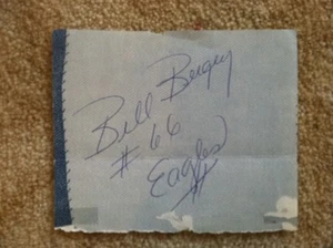 BILL BERGEY #66 AUTO AUTOGRAPH PHILADELPHIA EAGLES PAPER - Picture 1 of 1