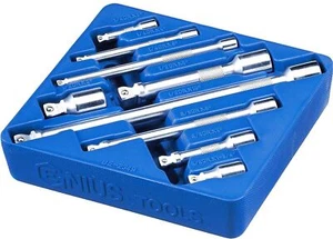 Genius TOOLS 9 Piece 1/4" 3/8" & 1/2" Drive Wobble Bar Extension Socket Set - Picture 1 of 12