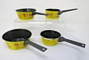 Vintage 60er 70er Mini Kinder Spielzeug Aluminium Spieltöpfe & Pfannen Pilze gelb Set 4 - Bild 1 von 9