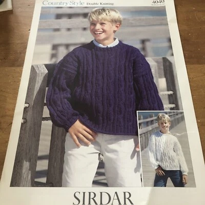 Sirdar 4040, Knitting Pattern, DK, Childrens Cable Sweater/jumper, 22-32” - Image 1 of 4