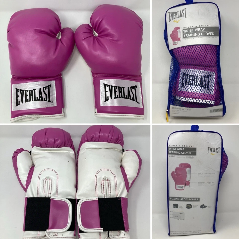 Boxing Gloves Everlast Level 1 Wrist Wrap Training Women Pink 12oz Sparring
