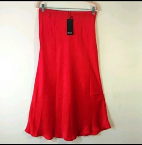 NASTY GAL Womens Collection Red Satin Touch Bell Shaped Skirt Size 8 NEW - Picture 1 of 6