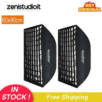 US 2X Godox 60x90cm Bowens Grid Softbox For Studio Strobe Head Monolight Flash - Image 1 of 4