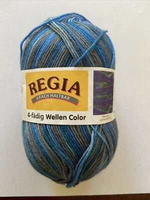 100 g Regia 4 capas hilo calcetín nuevo Superwash 07552 azul gris hecho en Italia Foto 1 de 4