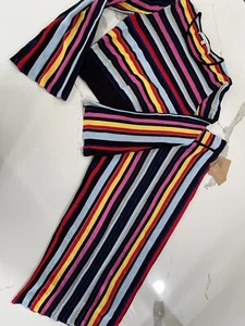NWT RACHEL ROY METALLIC STRIPES BODYCON SWEATER SKIRT M AK108 - Picture 1 of 5