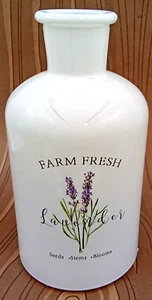 Farm Fresh Lavender Bottle Vase White Glass Floral Seeds Blooms Stems Sprigs 5" - Picture 1 of 5