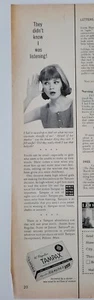 1963 Tampax tampons they didn't know I was listening vintage ad - Picture 1 of 1