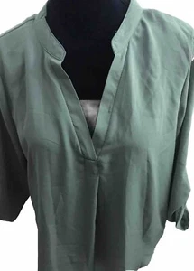 Rue 21 Women’s Green Sheer Blouse Top Roll Tab Sleeve Size L - Bild 1 von 9