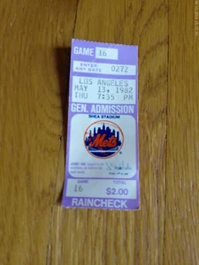 1982 NEW YORK METS vs LOS ANGELES DODGERS ticket stub Shea Stadium FREE SHIP - Picture 1 of 7