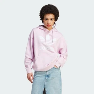 Adidas Trefoil Hoodie Small S Pink Purple Oversized Pullover Sweater Women’s - Picture 1 of 11