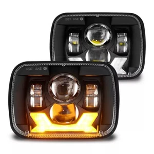 Pair 5X7 7x6inch Black LED DRL Headlight Turn Signal For 1982-1995 4Runner Truck - Bild 1 von 13
