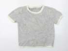 TU Womens Grey Acrylic Basic T-Shirt Size 12 Collared