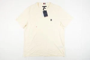 TOMMY HILFIGER CREAM WHITE 2XL EMBROIDERED TEE REGULAR FIT TSHIRT MENS DEFECT - Picture 1 of 7