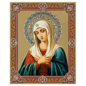 Extreme Demut of Virgin Mary Ikone Holzikone Goldfolie 3 Zoll - Bild 1 von 2