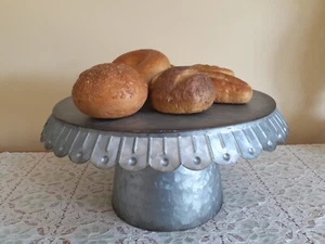 Chic Galvanized Metal Silver Cake Stand Or Decorative Planter-YOU CHOOSE! - Picture 1 of 14