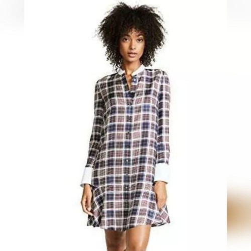 Abito camicia Tory Burch Cora Milano tartan a quadri in seta
