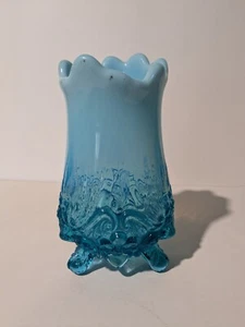 Vintage Piasa blau opalisierend Glas Vogel 3 Fuß 7" Vase - Bild 1 von 15