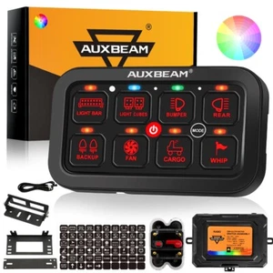 AUXBEAM Auto Dimmable 8 RGB Gang Switch Panel On Off For Car Marine Light Set US - Bild 1 von 12