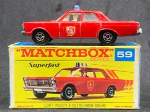 Matchbox Superfast MB59-A1 Fire Chief Car in Type F Script Box - Picture 1 of 7