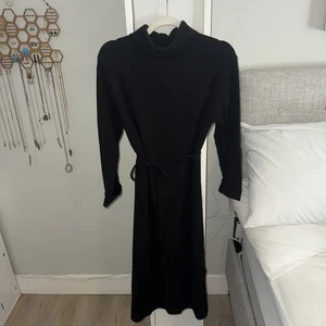 Vestido Suéter Vince Cuello Simulado Para Mujer Negro Lana Cachemira Pequeño - Imagen 1 de 7