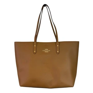 Coach Town Tote Camel Tan Purse Bag F72673 Leather Gold Large Work Bag - Picture 1 of 15