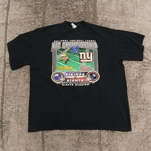 XL 2001 New York Giants Vikings NFL Vintage T-Shirt Black Playoffs Y2K Vintage - Picture 1 of 8