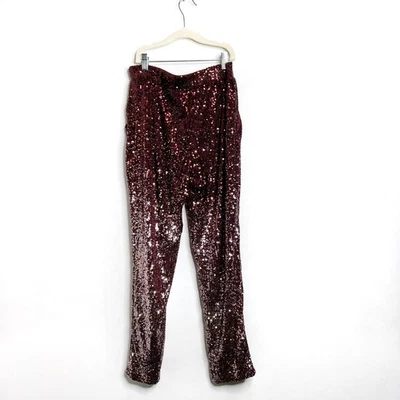 Cable & Gauge Sequin Ombre Pants Dark Rouge NWT Size Small Pull On Holiday - Image 1 of 4
