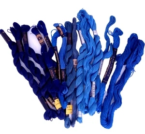 Vintage Embroidery Floss Lot of 15 Skeins Various Brands Multiple Shades of Blue - Picture 1 of 4