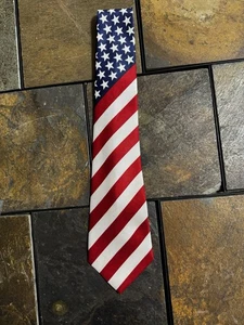 Vintage American Flag Mens Neck Tie USA Patriotic NeckTie - Picture 1 of 3