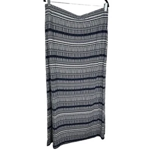 Maxi Falda Loft Azul Marino y Blanco Estampado Tribal Abertura Lateral Talla L - Imagen 1 de 5