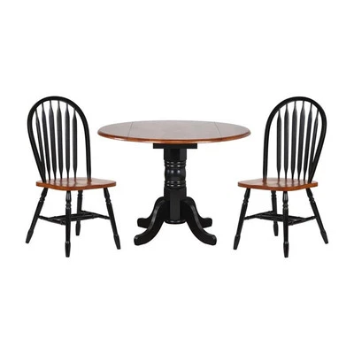 Sunset Trading Black Cherry Selections 3-Piece Round Wood Dining Set in Black - Image 1 of 4