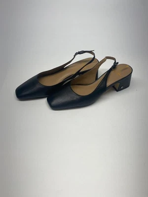 Sam Edelman 女式 Terra 黑色皮革露跟鞋 7 码 — 第 1/4 张图片