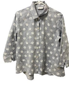 Camicia donna Habitat M 100% lino con bottoni manica 3/4 a pois look a strati - Foto 1 di 9